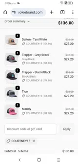COURTNEY15 coupon verification screenshot
