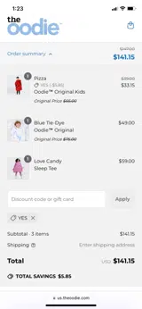 YES coupon verification screenshot