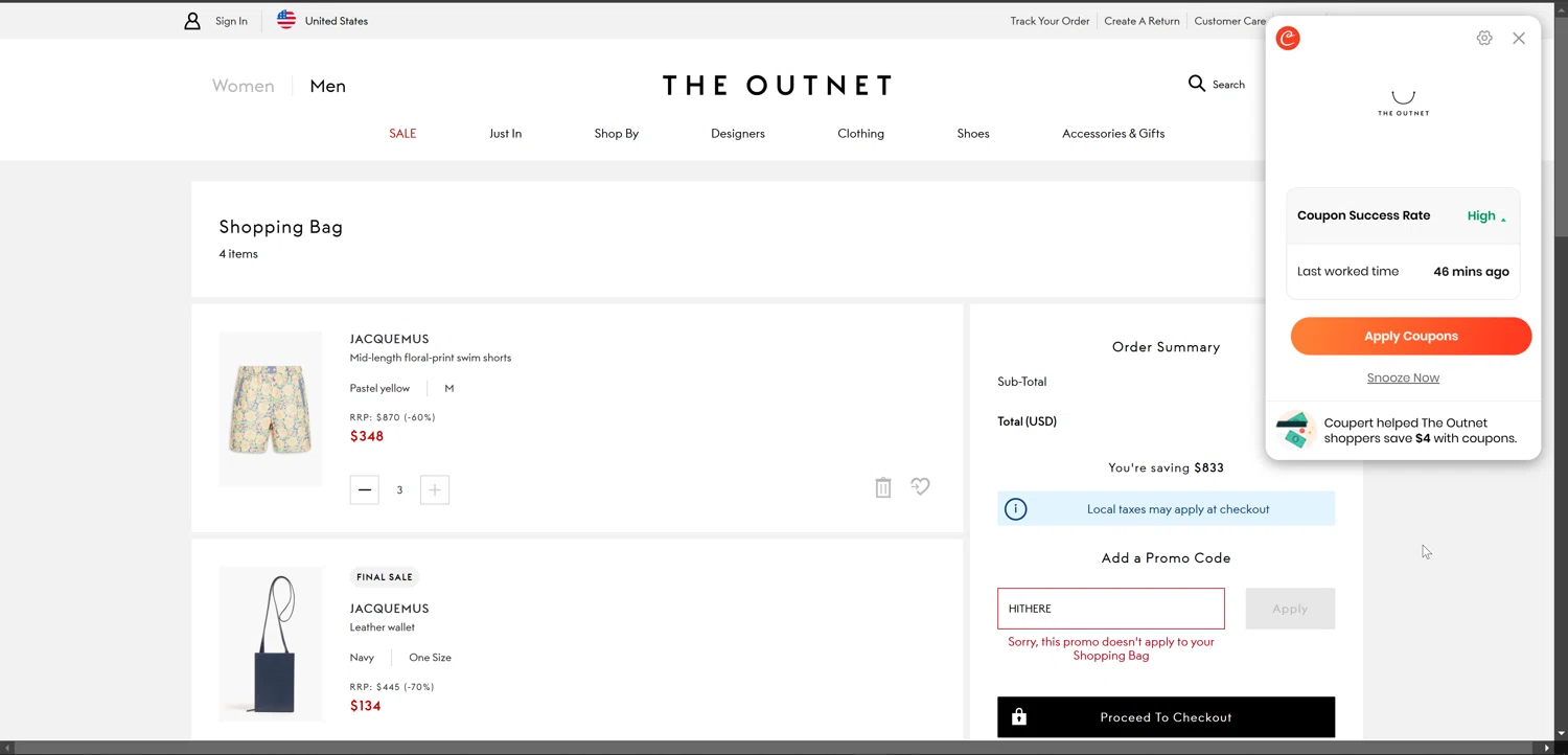 where to use THE OUTNET promo code box