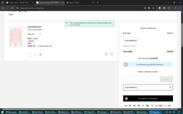 THE OUTNET checkout page showing THE OUTNET promo code box | Screenshot taken by SimplyCodes community member on Sep 23, 2025