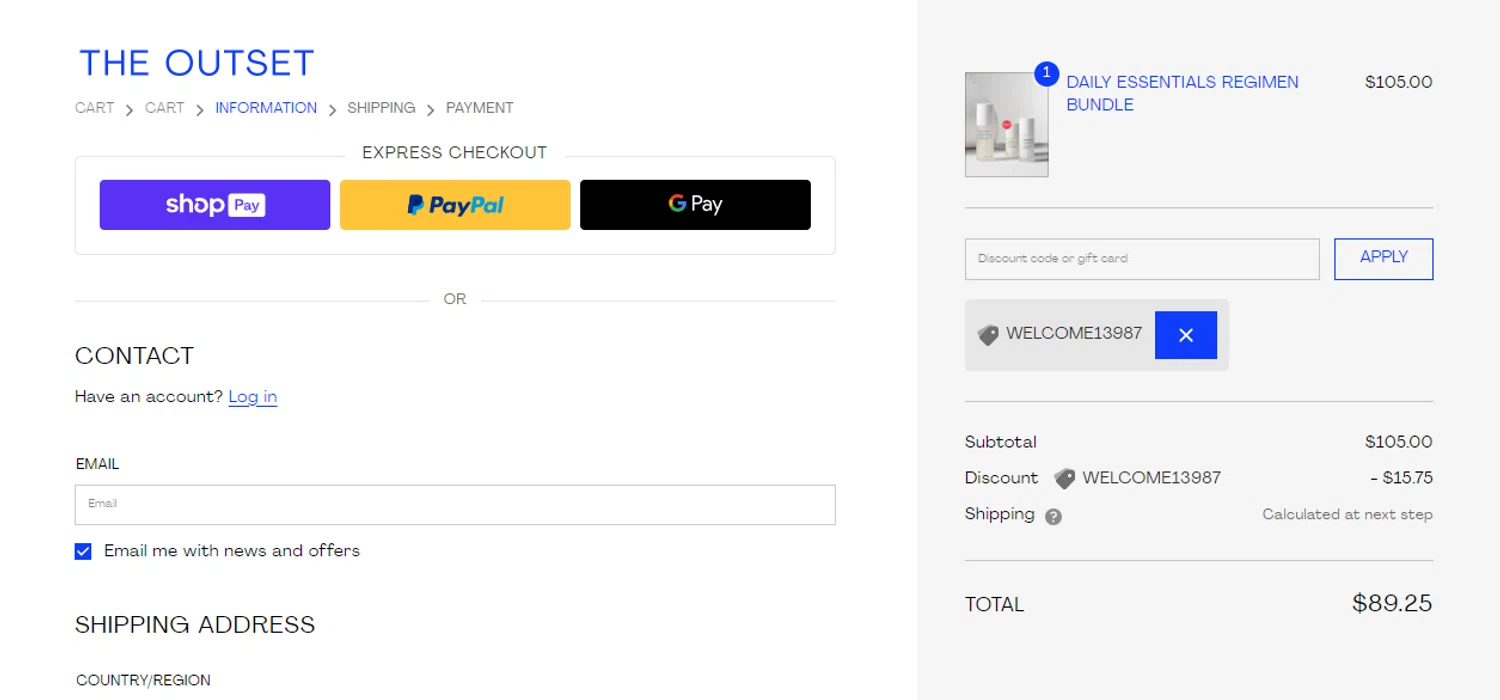 how to use The Outset coupons