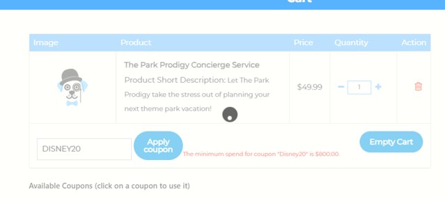 The Park Prodigy checkout page showing The Park Prodigy coupon code box | Screenshot taken by SimplyCodes community member on Sep 4, 2025