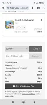 The Party Source coupon verification screenshot