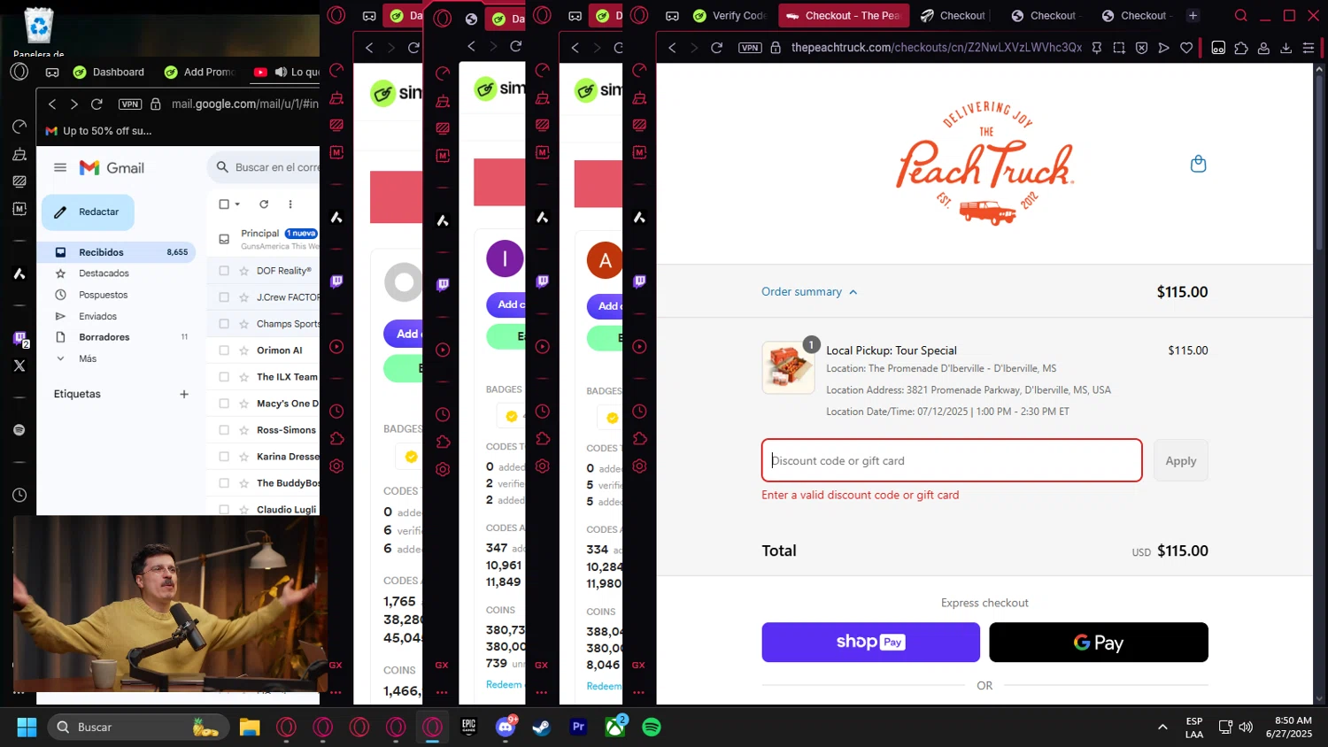 The Peach Truck discount code screenshot showing code JPMORGAN10 applied at The Peach Truck checkout page. Uploaded by SimplyCodes community member Handivlak on Jun 27, 2025