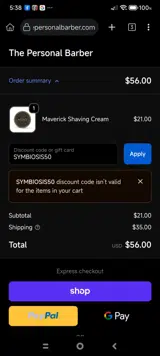 SYMBIOSIS50 coupon verification screenshot