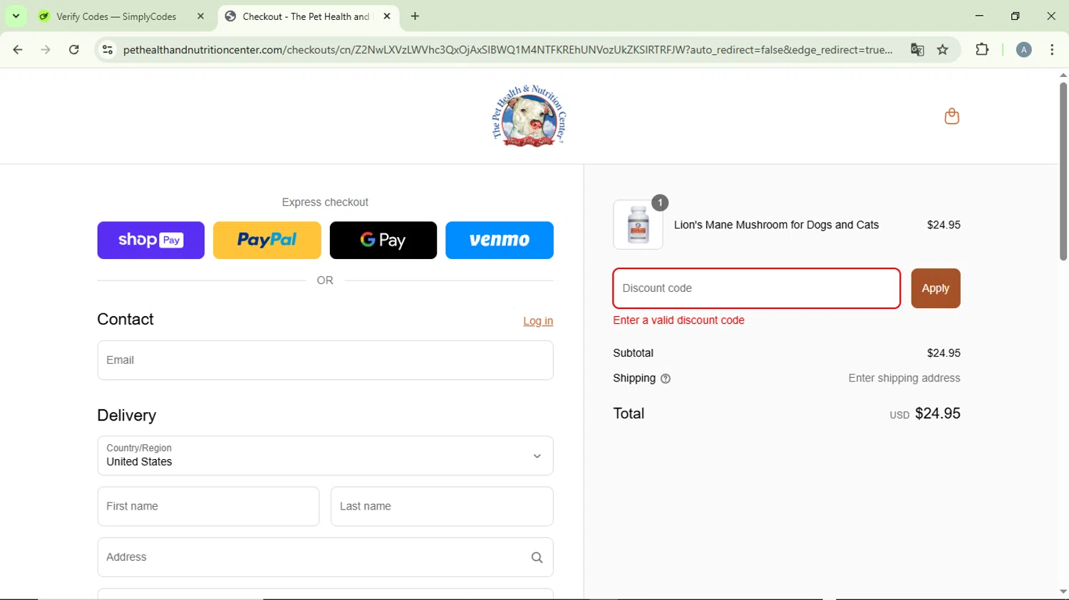 The Pet Health and Nutrition Center promo code screenshot showing code SPRINGOFF applied at The Pet Health and Nutrition Center checkout page. Uploaded by SimplyCodes community member DiscountVirtuoso6243 on Mar 21, 2025