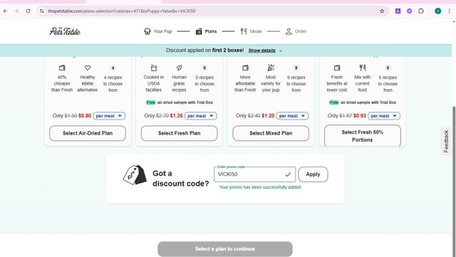 The Pets Table checkout page showing The Pets Table discount code box | Screenshot taken by SimplyCodes community member on Aug 19, 2025
