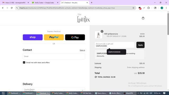 The [pH]ix checkout page showing The [pH]ix coupon code box | Screenshot taken by SimplyCodes community member on Sep 15, 2025