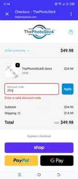 25% coupon verification screenshot