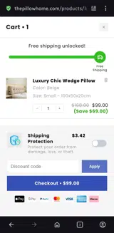 The Pillow Home coupon verification screenshot