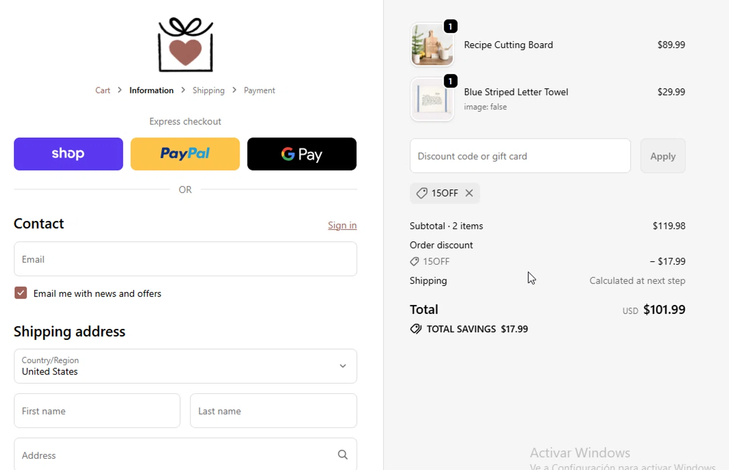 The Printed Gift discount code screenshot showing code 15OFF applied at The Printed Gift checkout page. Uploaded by SimplyCodes community member Sheele_Icon on Dec 14, 2025