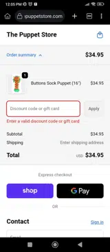 STAGE10 coupon verification screenshot