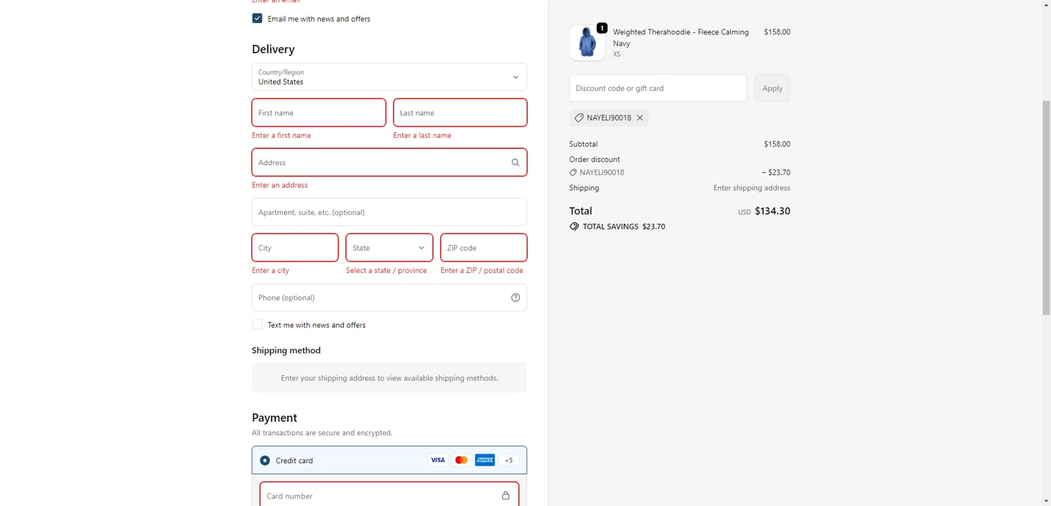 Thera discount code screenshot showing code NAYELI90018 applied at Thera checkout page. Uploaded by SimplyCodes community member ValiantAce1810 on Feb 8, 2026