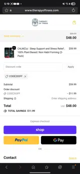 CODE20OFF coupon verification screenshot