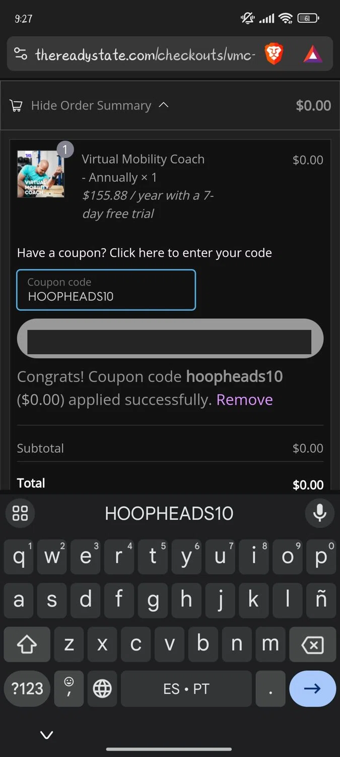 The Ready State checkout page showing The Ready State coupon code box | Screenshot taken by SimplyCodes community member on Oct 2, 2024
