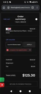 The Ring Lord coupon verification screenshot