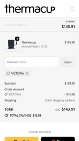 VICTORIA coupon verification screenshot