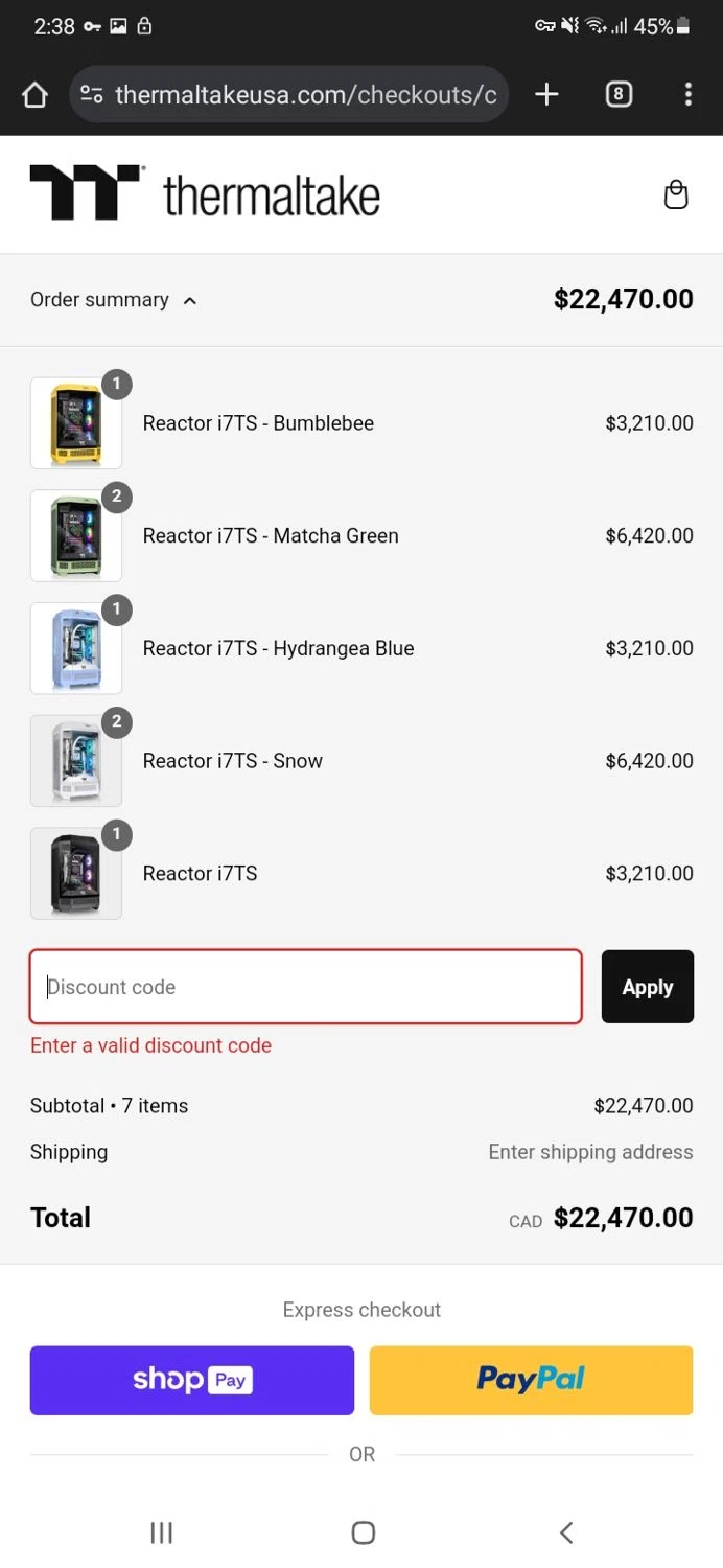 Thermaltake USA promo code screenshot showing code TTGIFT50 applied at Thermaltake USA checkout page. Uploaded by SimplyCodes community member brianoconner on Jan 9, 2025