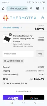 LUPUSCHICK30 coupon verification screenshot