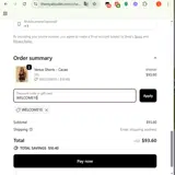WELCOME10 coupon verification screenshot