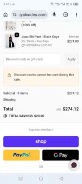 Hedgerow coupon verification screenshot