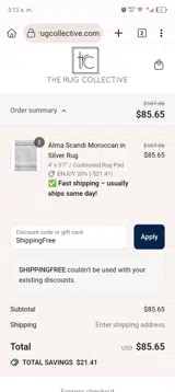 ShippingFree coupon verification screenshot