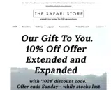 The Safari Store coupon verification screenshot