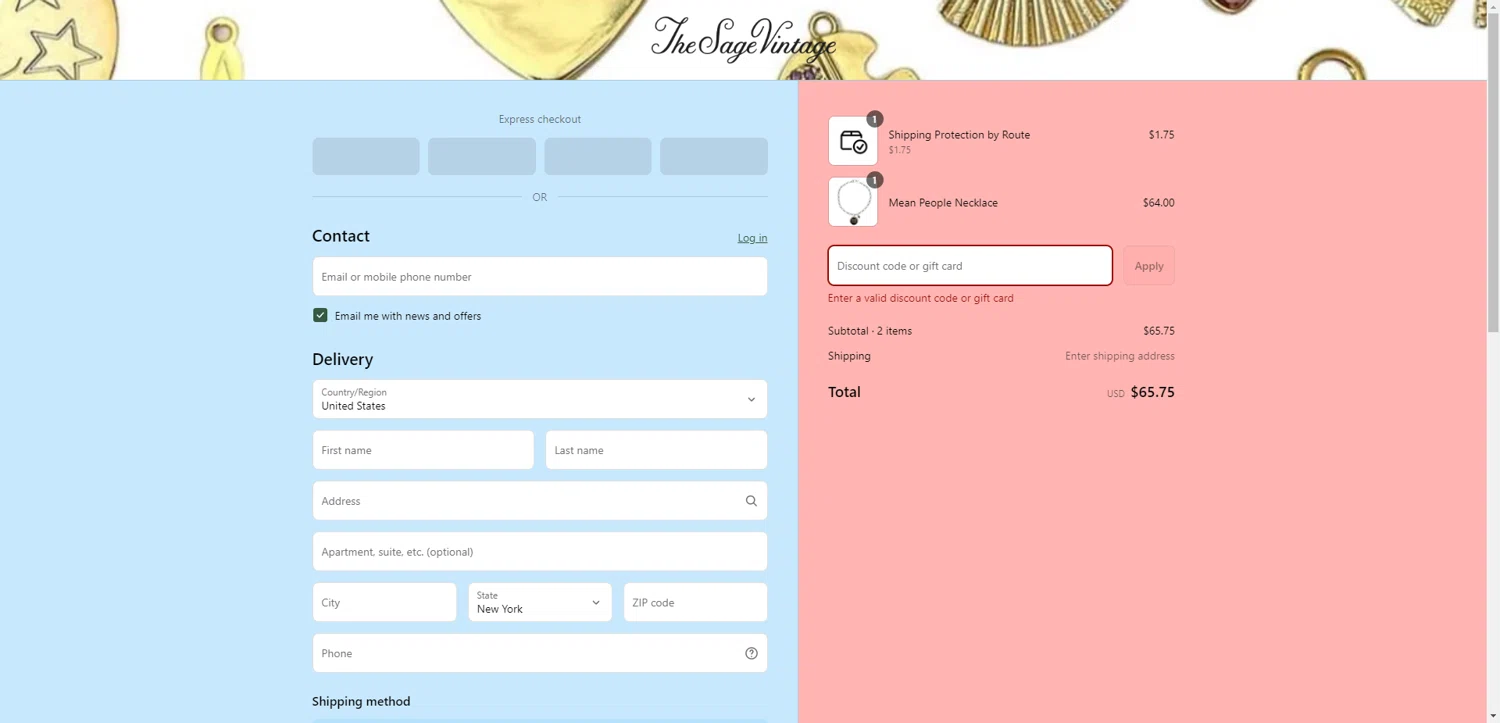 The Sage Vintage discount code screenshot showing code EXTRA40 applied at The Sage Vintage checkout page. Uploaded by SimplyCodes community member EpicEagle816 on Jun 12, 2025