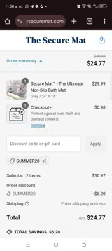 Summer20 coupon verification screenshot