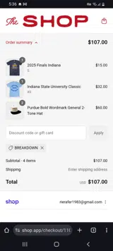 BREAKDOWN coupon verification screenshot