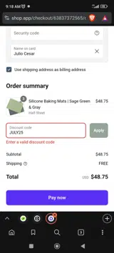 JULY25 coupon verification screenshot