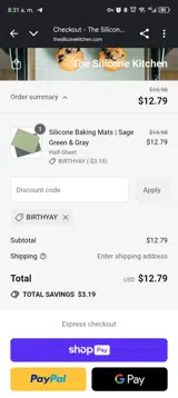 BIRTHYAY coupon verification screenshot