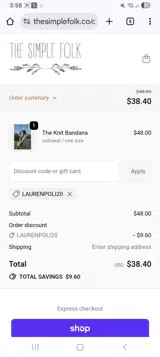 Laurenpoli20 coupon verification screenshot