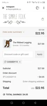 Cassidy15 coupon verification screenshot