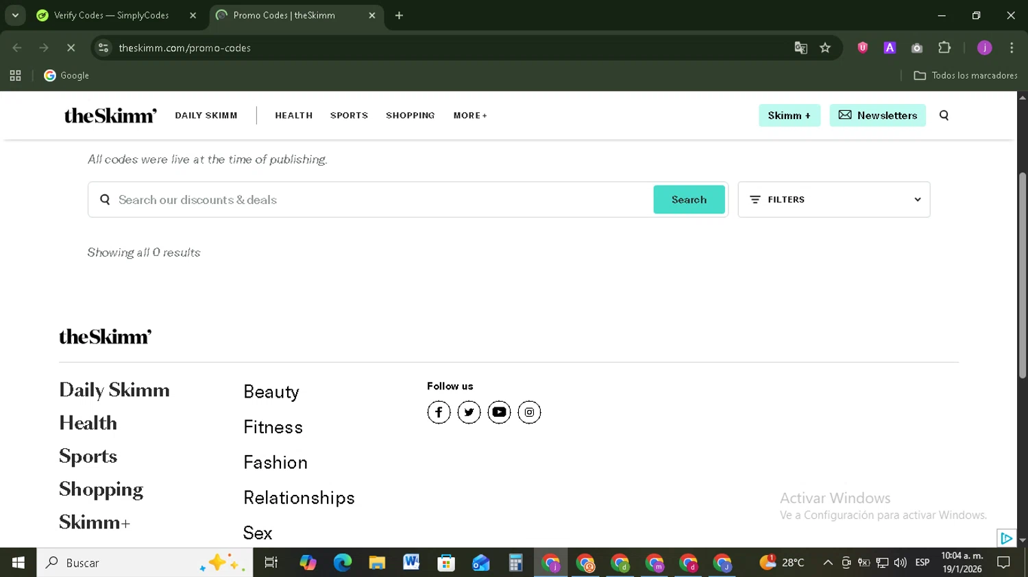 TheSkimm promo code screenshot showing code SKIMM60 applied at TheSkimm checkout page. Uploaded by SimplyCodes community member Tazbravo on Jan 19, 2026