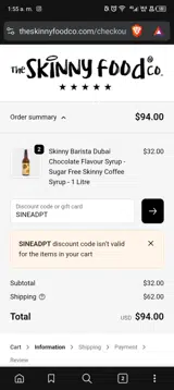 SINEADPT coupon verification screenshot