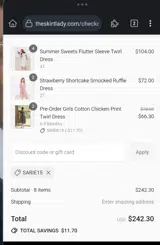 SARIE15 coupon verification screenshot