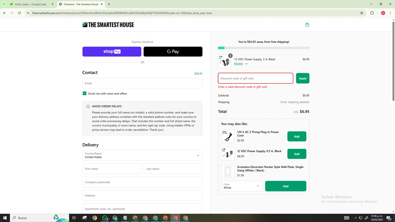 The Smartest House discount code screenshot showing code REALDEAL applied at The Smartest House checkout page. Uploaded by SimplyCodes community member NobleExpert518 on Mar 18, 2025