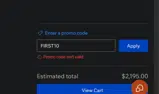 FIRST10 coupon verification screenshot