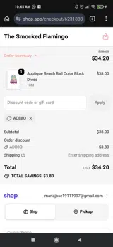 ADB8o coupon verification screenshot