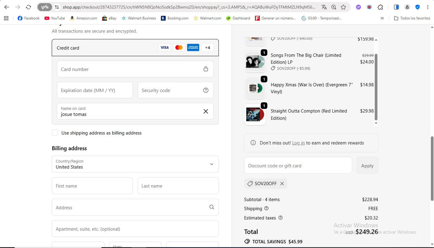 The Sound of Vinyl discount code screenshot showing code SOV20OFF applied at The Sound of Vinyl checkout page. Uploaded by SimplyCodes community member FrancyB on Nov 16, 2025