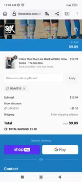USAVE10 coupon verification screenshot