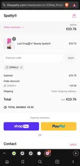 20WALU coupon verification screenshot