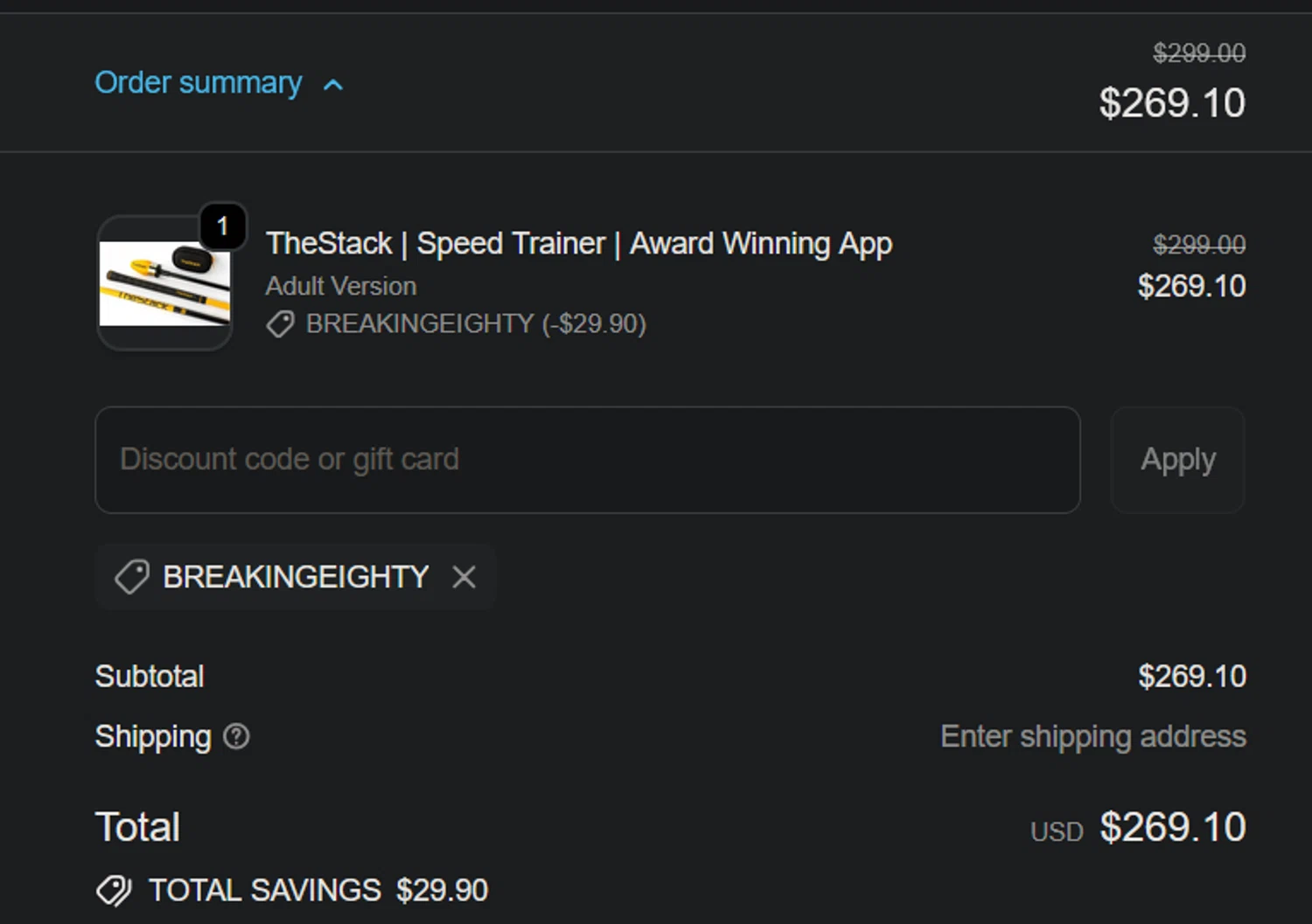 The Stack System checkout page showing The Stack System discount code box | Screenshot taken by SimplyCodes community member on Feb 20, 2026