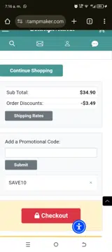 SAVE10 coupon verification screenshot