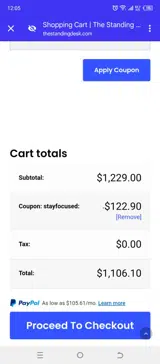 STAYFOCUSED coupon verification screenshot