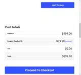 FREEDOM10 coupon verification screenshot