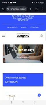 Newdesk coupon verification screenshot