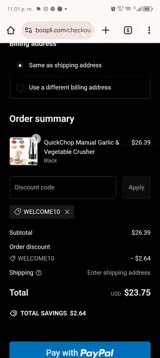WELCOME15% coupon verification screenshot