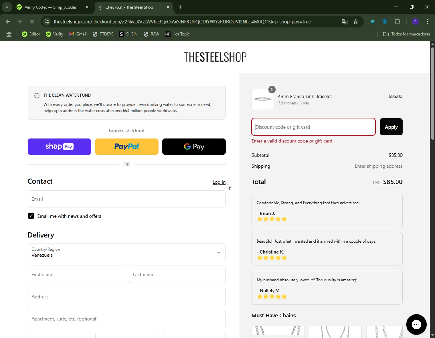 The Steel Shop discount code screenshot showing code SPRINGSALE applied at The Steel Shop checkout page. Uploaded by SimplyCodes community member CapitanCentella on Apr 22, 2025